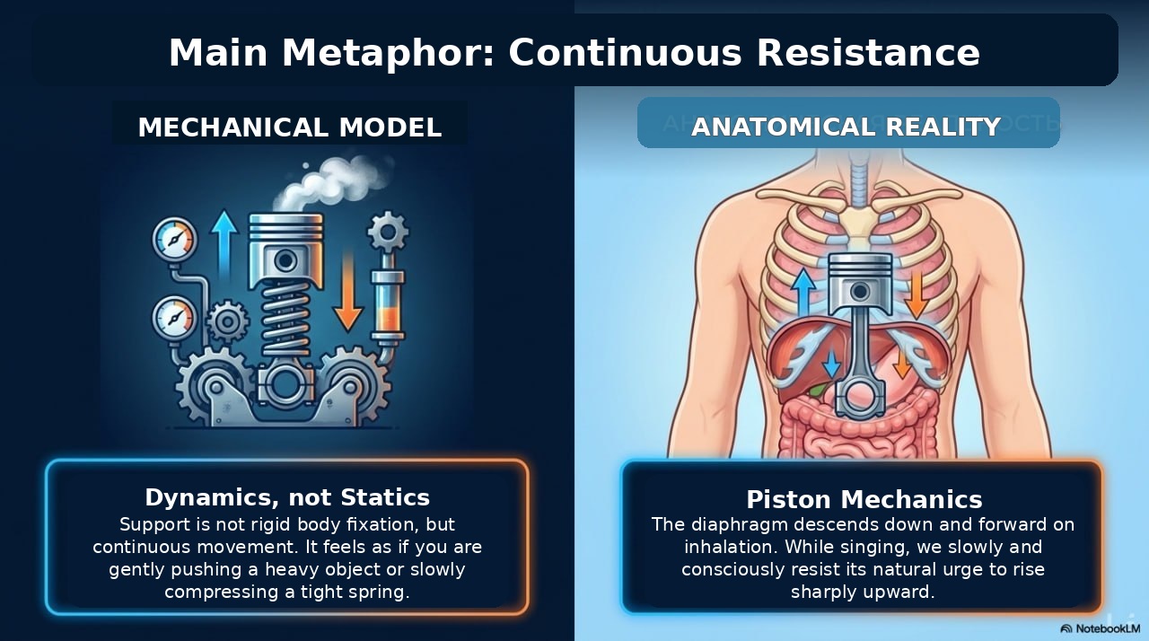Infographic explaining vocal support as continuous resistance
